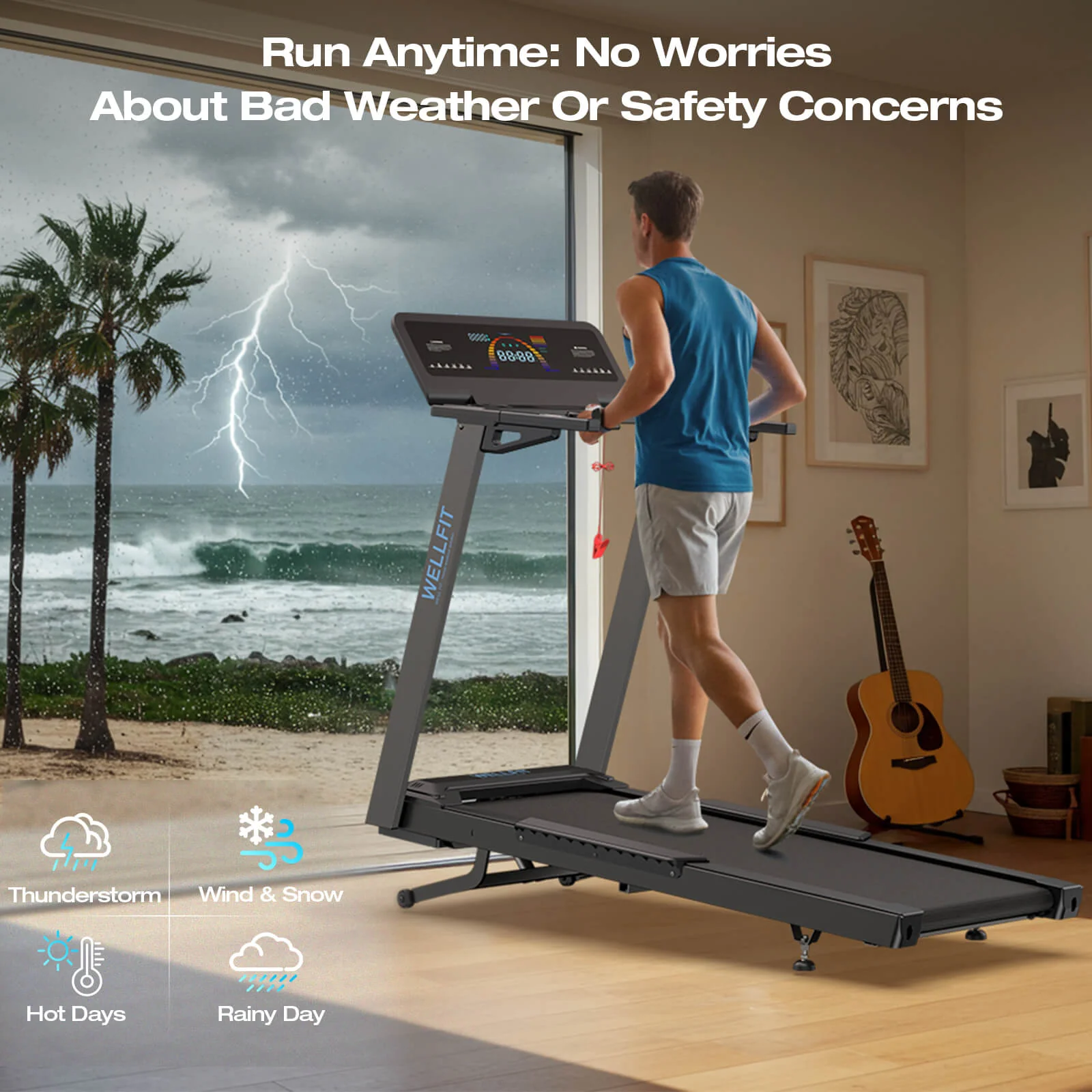 TM029 Treadmill-12 Auto Incline-500LBS-10mph-55Inch Long Running Area - Image 9